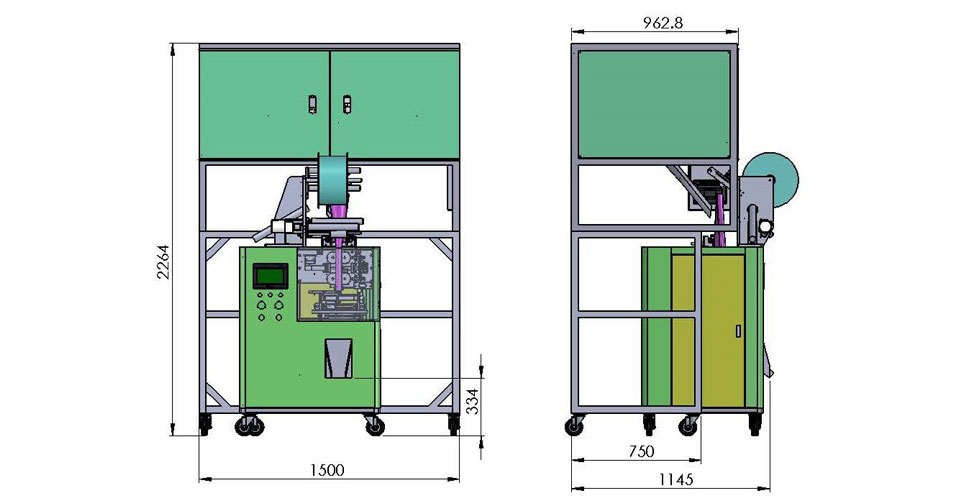 Triangle bag packing machine dimensions
